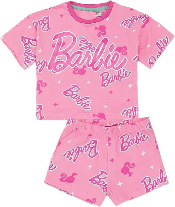 (Custom Design MOQ 5) Pink BA Print Girls Shorts Pajamas Clothes Set