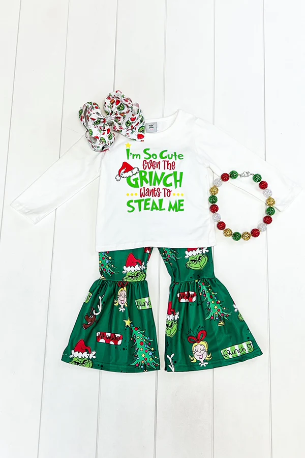 (Custom Design Preorder MOQ 5) Christmas Frog I'm So Cute Print Girls Clothes Set