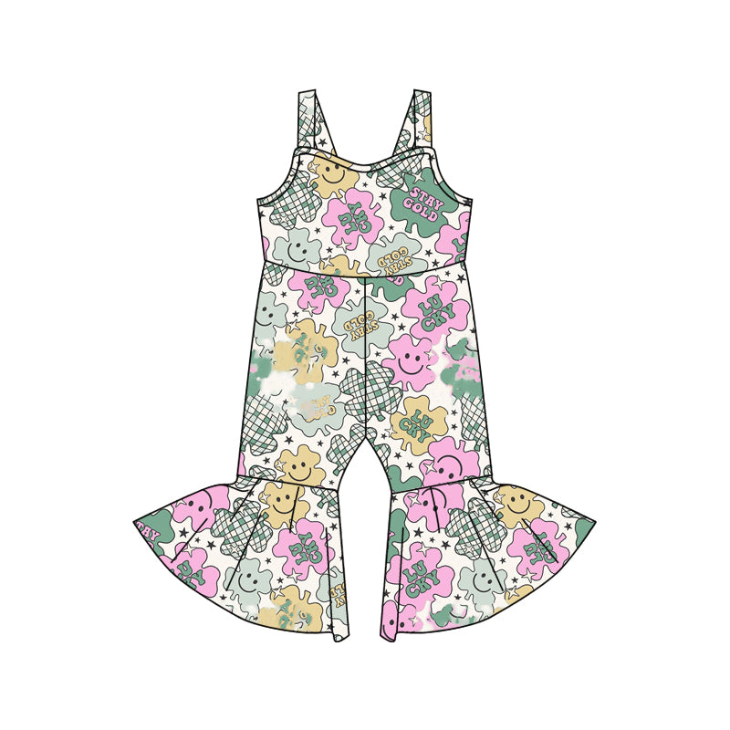 (Custom Design Preorder MOQ 5) Stay Gold Lucky Print Girls St. Patrick's Jumpsuit