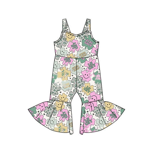 (Custom Design Preorder MOQ 5) Stay Gold Lucky Print Girls St. Patrick's Jumpsuit