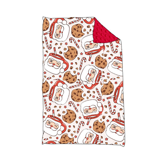 (Custom Design Preorder MOQ 5)Christmas Santa Cookie Print Baby Blanket