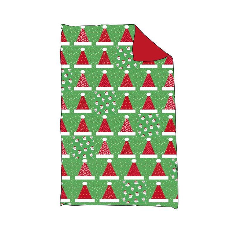 (Custom Design Preorder MOQ 5)Christmas Hat Print Baby Blanket