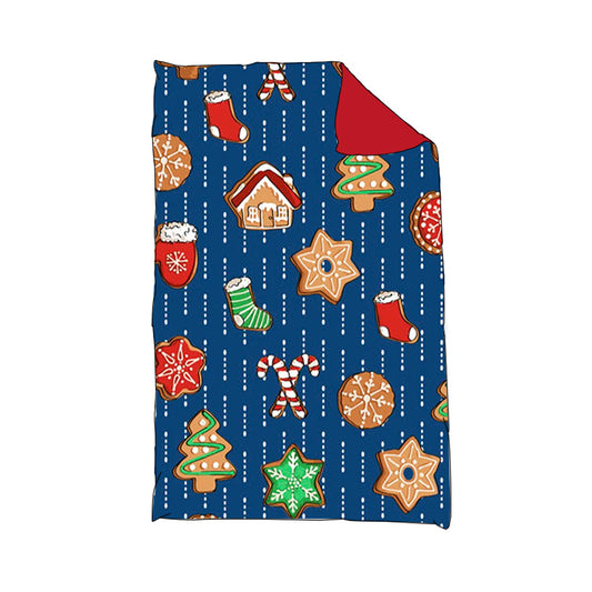 (Custom Design Preorder MOQ 5)Christmas Candy House Cane Print Baby Blanket