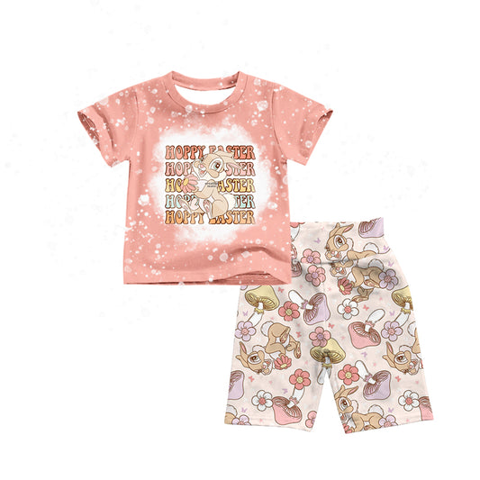 (Custom Design Preorder MOQ 5) Mushroom Bunny Print Girls Easter Clothes Set