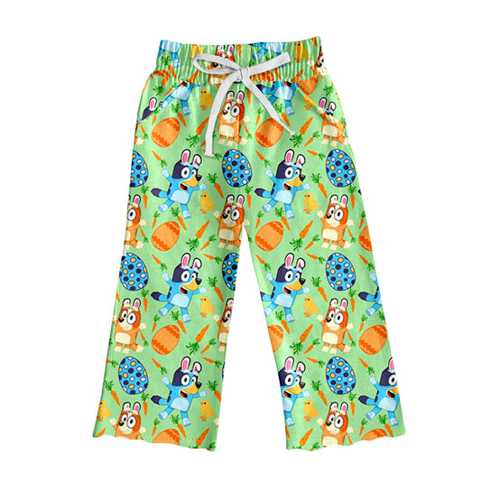 (Custom Design Preorder MOQ 5) Adult Cartoon Dog Egg Carrot Green Print Man Easter Pajamas Pants