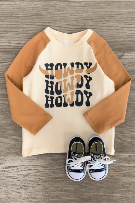 (Custom Design Preorder MOQ 5) Howdy Kids Raglan Sleeve Tee Shirts Top