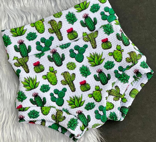 (Custom Design Preorder MOQ 5) Cactus Print Baby Girls Bummie Shorts