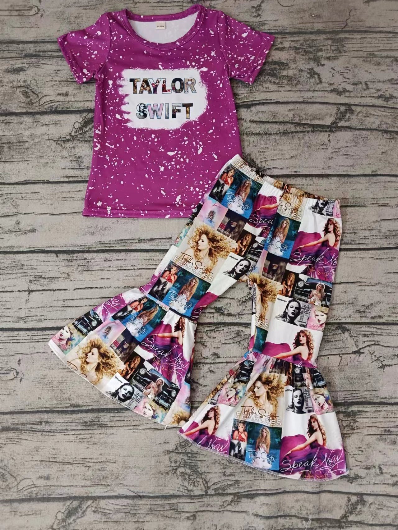 (Custom Design Preorder MOQ 5) Purple Singer Print Girls Clothes Set