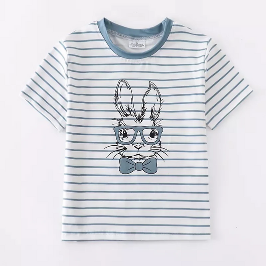 (Custom Design Preorder MOQ 5) Bunny Print Boys Easter Tee Shirts Top