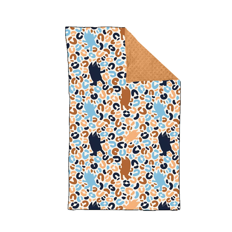(Custom Design Preorder MOQ 5) Cartoon Dog Leopard Print Baby Girls Blanket
