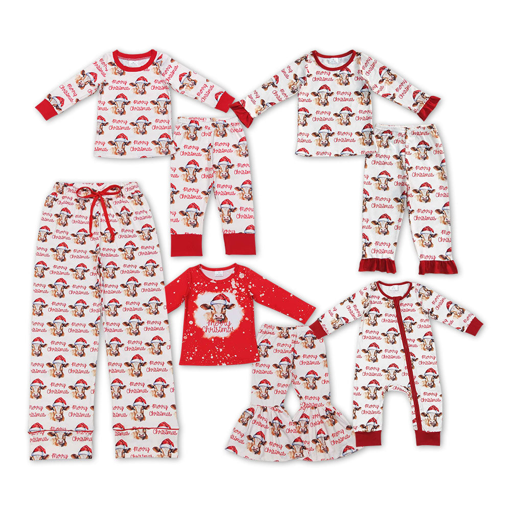 Merry Christmas Cows Print Family Matching Clothes