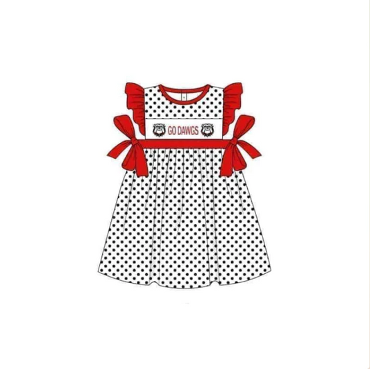 (Custom Design Preorder MOQ 5) Football Team's Print Girls Knee Length Dress