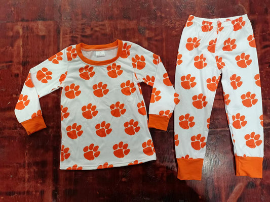 (Custom Design Preorder MOQ 5) Orange Football Team's Print Boys Clothes Set