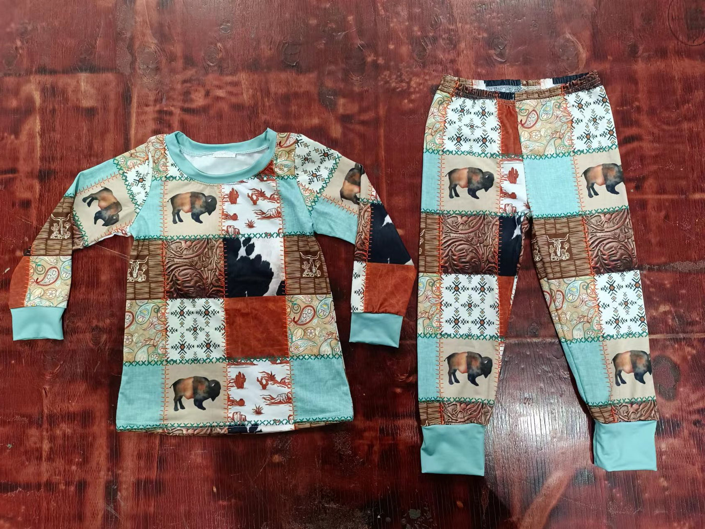 (Custom Design Preorder MOQ 5) Cow Print Western Kids Clothes Set