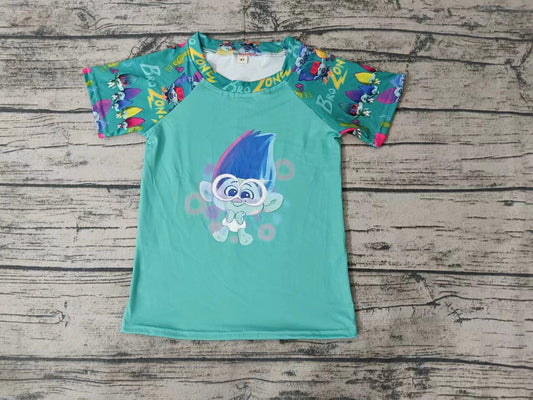 (Custom Design Preorder MOQ 5) Green Cartoon Figure Boys Tee Shirts Top