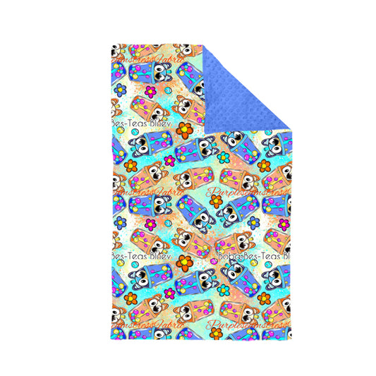 (Custom Design Preorder MOQ 5)NO.3 Cartonn Dog Cup Flowers Print Baby Blanket