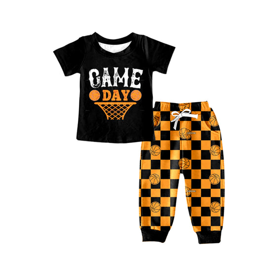 (Custom Design Preorder MOQ 5) Game Day Basketball Print Kids Clothes Set