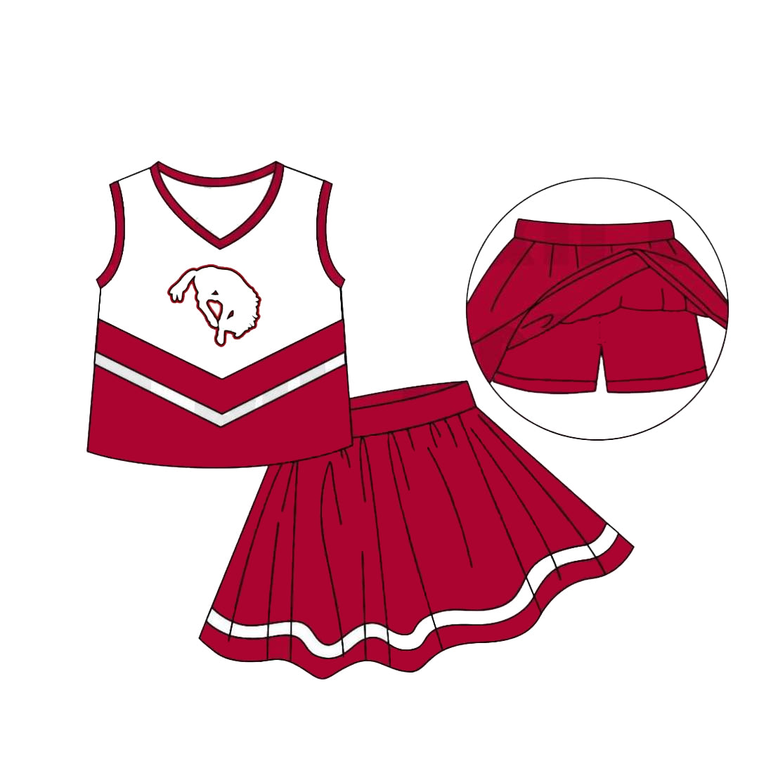 (Custom Design Preorder MOQ 5) Girls Wine Football Team's Skirts With The Shorts Clothes Sets