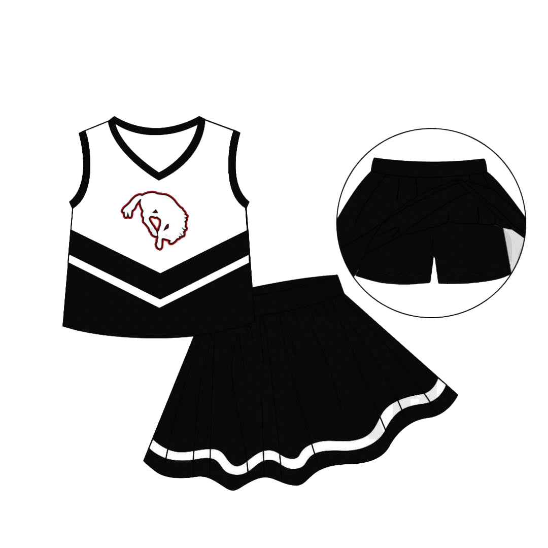 (Custom Design Preorder MOQ 5) Girls Black Football Team's Skirts With The Shorts Clothes Sets