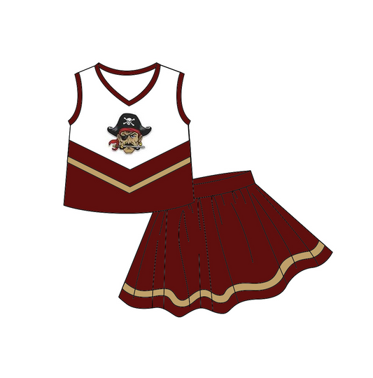 (Custom Design Preorder MOQ 5) Girls Wine Football Team's Skirts With The Shorts Clothes Sets