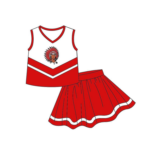 (Custom Design Preorder MOQ 5) Girls Red Football Team's Skirts With The Shorts Clothes Sets