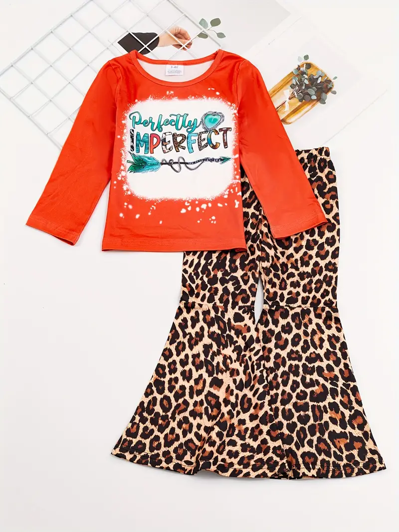 (Custom Design Preorder MOQ 5) Imperfect Leopard Bell Pants Girls Clothes Set