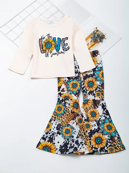 (Custom Design Preorder MOQ 5) For The Love Of Sunshine Girls Clothes Set