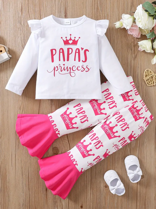 (Custom Design Preorder MOQ 5) Papa's Princess Girls Pink Clothes Set