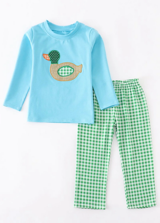 (Custom Design Preorder MOQ 5) Duck Print Boys Pajamas Clothes Set