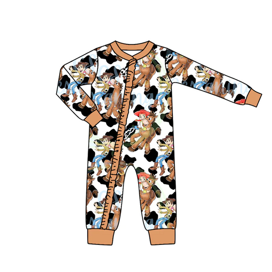 (Custom Design Preorder MOQ 5) Cartoon Toy Print Girls Zipper Romper