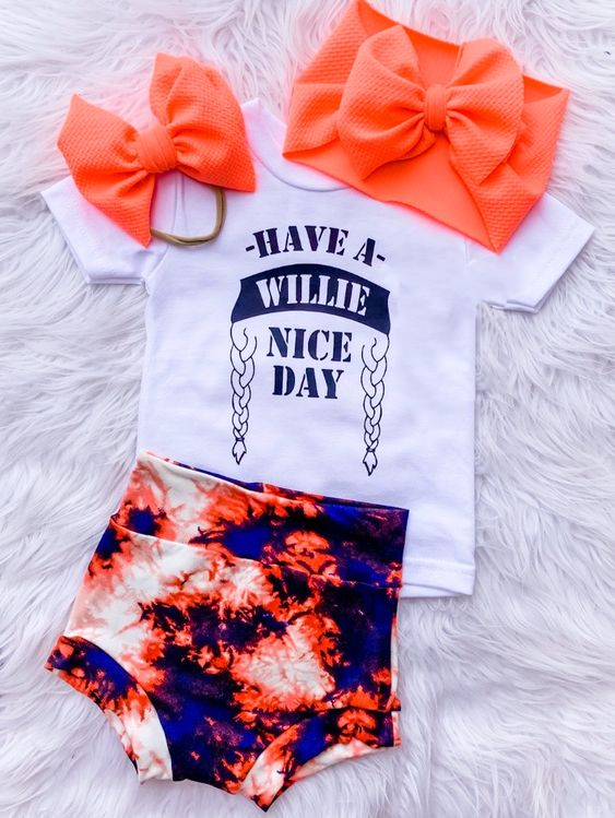 (Custom Design Preorder MOQ 5)  Have A Nice Day Print Baby Girls Summer Bummie Set