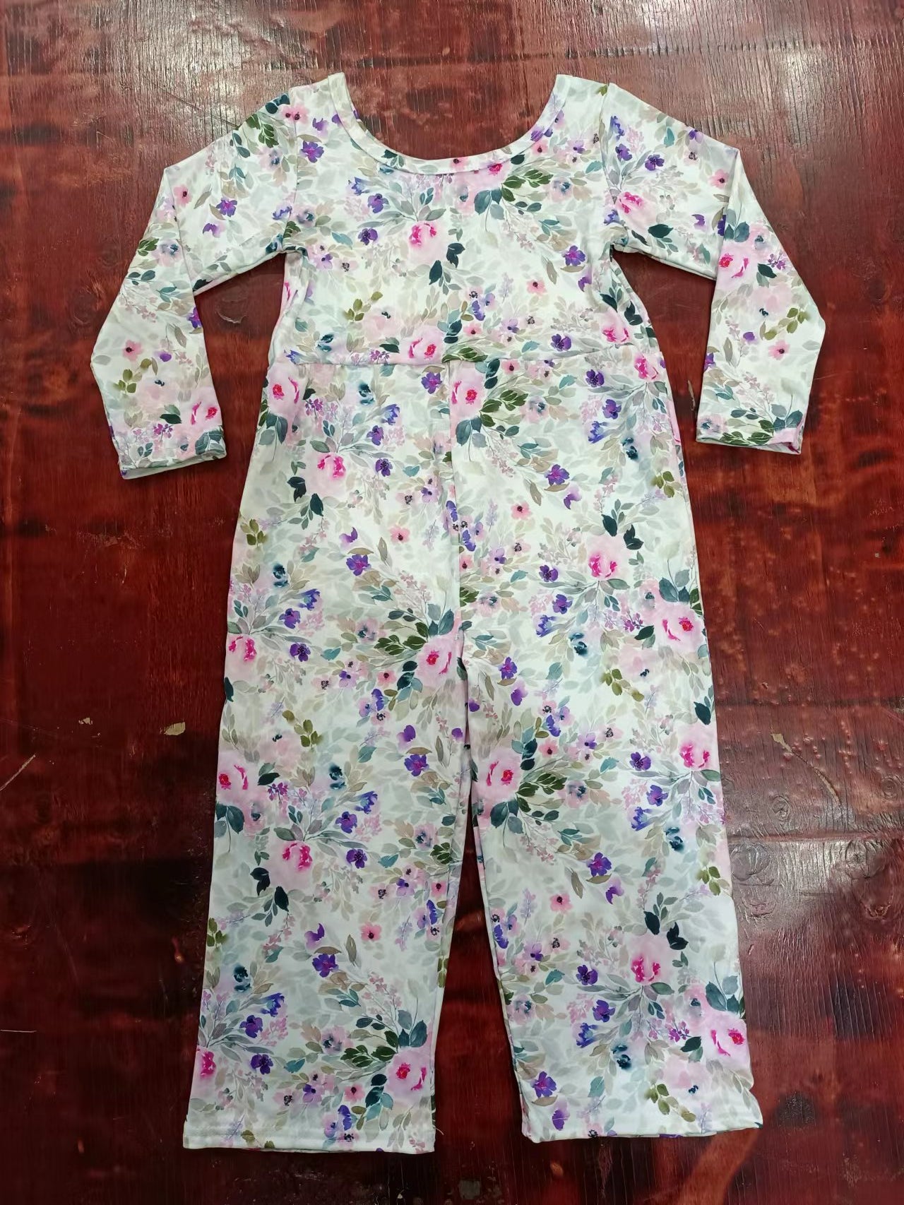 (Custom Design Preorder MOQ 5) Flowers Print Girls Jumpsuit