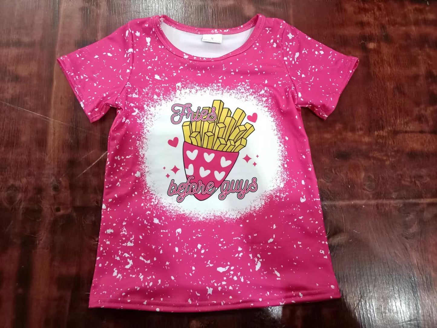 (Custom Design Preorder MOQ 5) Fries Heart Print Girls Tee Shirts Top