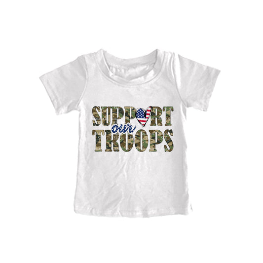(Custom Design Preorder MOQ 5) Support Troops Camo Print Boys Tee Shirts Top
