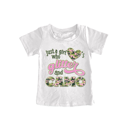 (Custom Design Preorder MOQ 5) Who Loves Camo Print Girls Tee Shirts Top