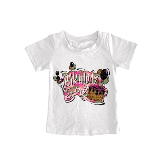 (Custom Design Preorder MOQ 5) Birthday Camo Print Girls Tee Shirts Top