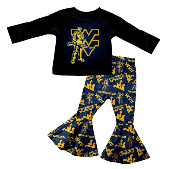 (Custom Design Preorder MOQ 5) Navy Football Team's WV Print Girls Clothes Set