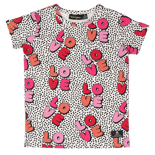 (Custom Design Preorder MOQ 5) LOVE Dots Print Girls Valentine's Tee Shirts Top