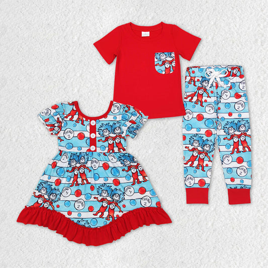 Dr.Reading Red Print Sibling Matching Clothes
