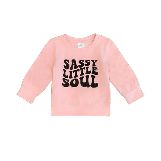 (Custom Design Preorder MOQ 5) Pink Sassy Little Soul Girls Tee Shirts Top
