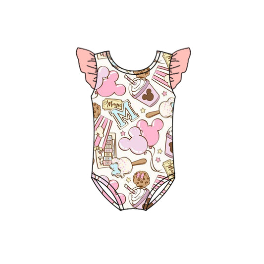(Custom Design Preorder MOQ 5) Cartoon Mouse Print Girls 1 Piece Swimsuits