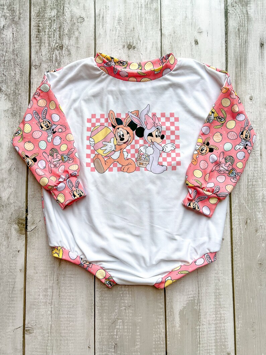 (Custom Design Preorder MOQ 5) Cartoon Animals Eggs Baby Kids Easter Romper