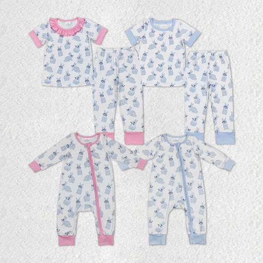 Bunny Print Pajamas Sibling Easter Matching Clothes