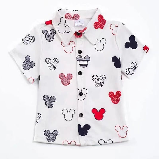 (Custom Design Preorder MOQ 5) Cartoon Mouse Print Boys Summer Tee Shirts Top