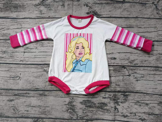 (Custom Design Preorder MOQ 5) Pink Singer Print Baby Girls Romper