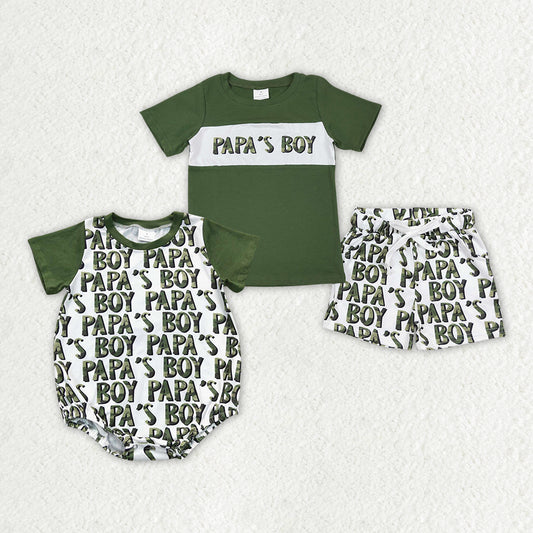 PAPA'S BOY Camo Green Print Brothers Summer Father's Day Matching Clothes