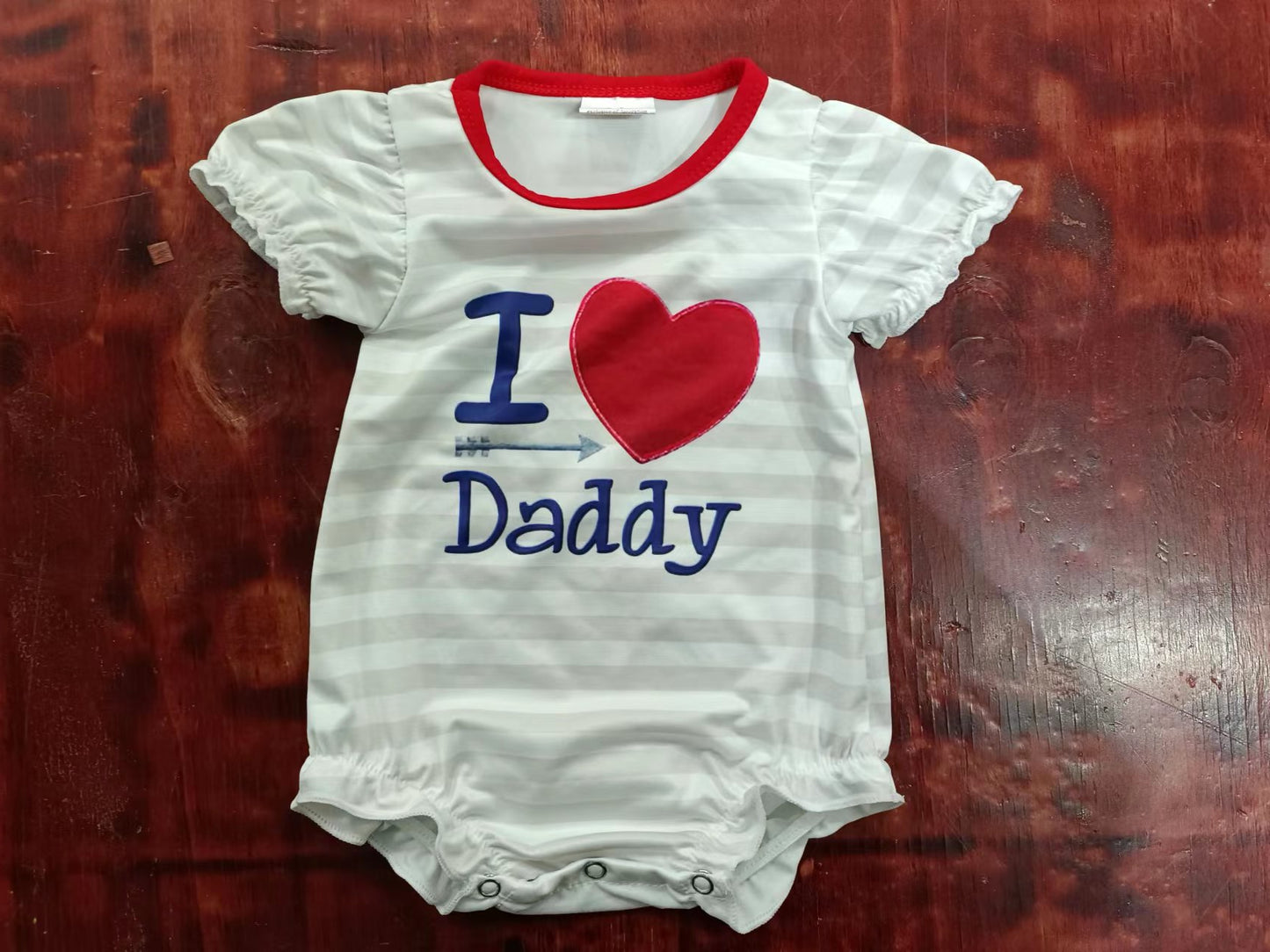 (Custom Design Preorder MOQ 5) I LOVE Daddy Print Baby Girls Summer Romper