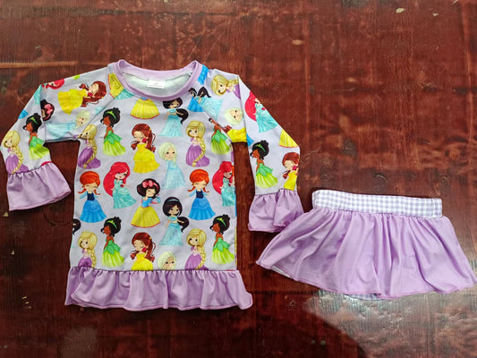 (Custom Design Preorder MOQ 5) Cartoon Princess Print Baby Girls Bummie Set