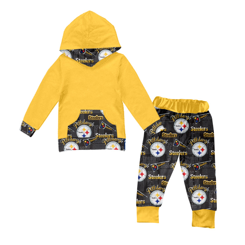 (Custom Design Preorder MOQ 5) Football Team’s Print Boys Hoodie Clothes Set