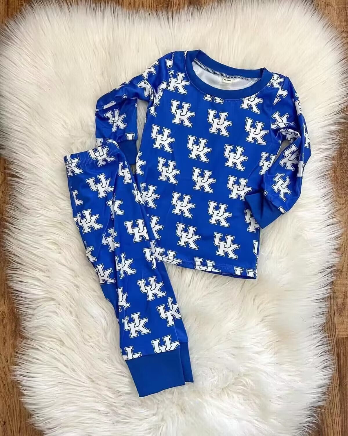 (Custom Design Preorder MOQ 5) Blue UK Football Team's Print Boys Pajamas Clothes Sets